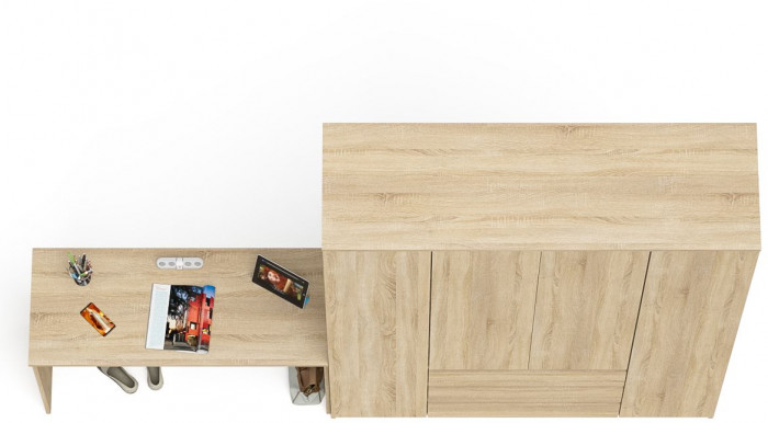 Мори Стол письменный МСП1200.1 + Шкаф МШ1600.1, цвет дуб сонома, ШхГхВ 280,8х50,4х209,6 см., универсальная сборка