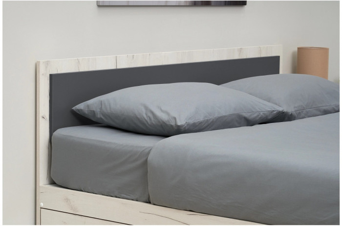 Фиеста NEW Кровать 1,6м с ящиками (Дуб крафт белый/Графит)