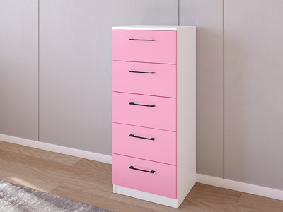 Комод 02/16 45х40х110 Белый/Розовый