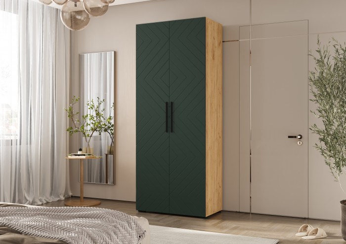 Флэш Шкаф 2-х ств. 900 браш мени грин/дуб крафт