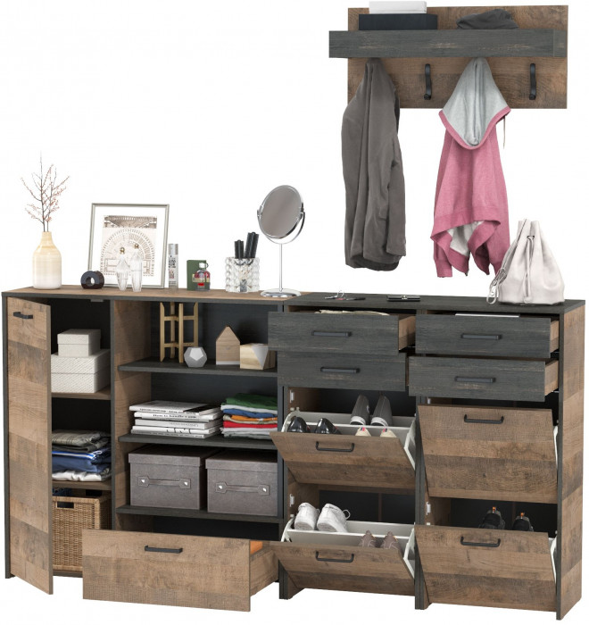 Трувор Прихожая 156, дуб гранж песочный/интра