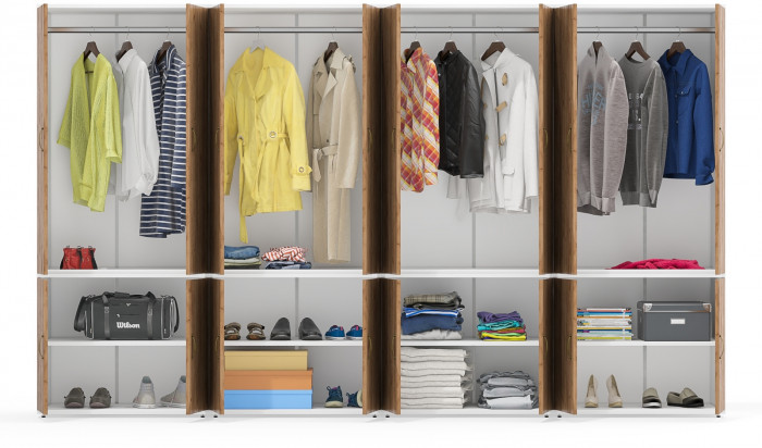 Лидер-8 Шкаф МД 19Б 4 шт., белый шагрень/крафт золото