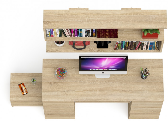 Мори компьютерный стол МС-2 + Тумба ТМП400.1 + Полка 1200, дуб сонома