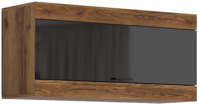 Прага Шкаф навесной Дуб Делано/Черный глянец