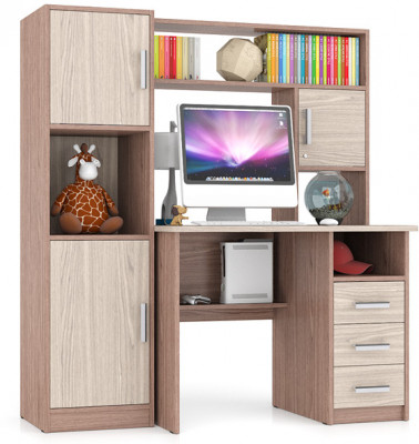 Стол компьютерный С-МД-СК9+Пенал С-МД-СК9П, цвет ясень шимо светлый/ясень шимо тёмный, ШхГхВ 145х70х160 см., НЕ универсальная сборка