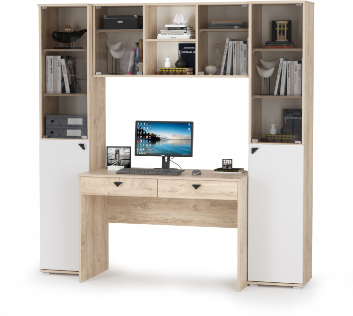 КР100 Бостон № 26, цвет дуб эндгрейн элегантный/фасады МДФ милк рикамо софт, 13.155+12.69+10.51+13.155, ШхГхВ 192,4х57,2х194,4 см.