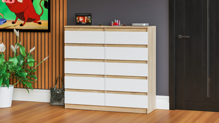 Мори Комод МК1200.10, цвет дуб сонома/белый, ШхГхВ 120,4х41х115 см.