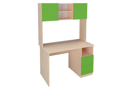 Стол письменный с надстройкой Дуб молочный/Салатовый