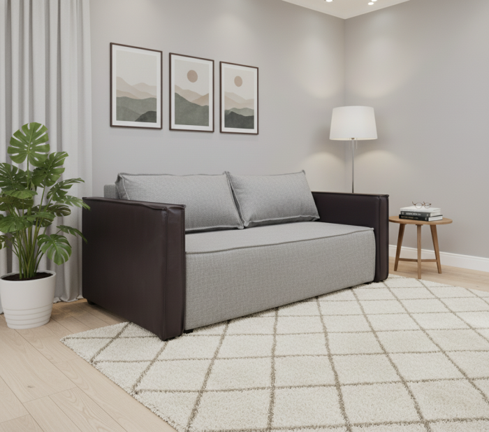 Диван-аккордеон Барон, 120х200, рогожка, серый