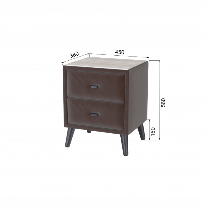 Тумба прикроватная интерьерная Пай коричневый/мдф сандал белый