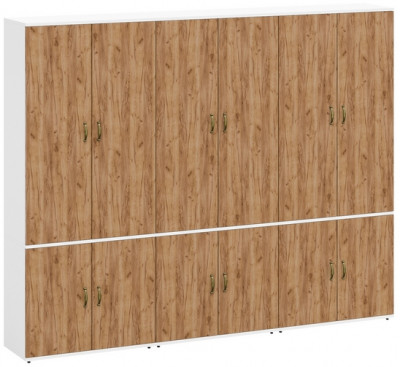 Лидер-8 Шкаф МД 20Б 3 шт., белый шагрень/крафт золото