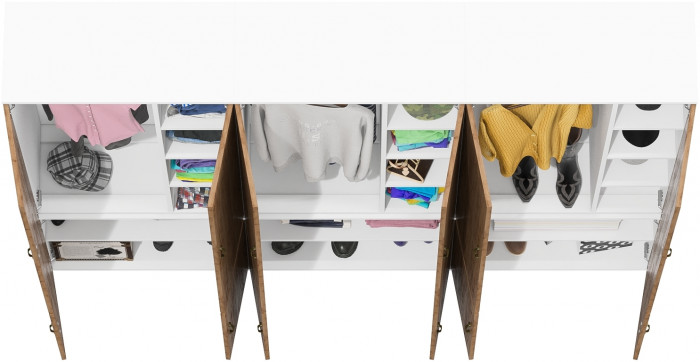 Лидер-8 Шкаф МД 20Б 3 шт., белый шагрень/крафт золото