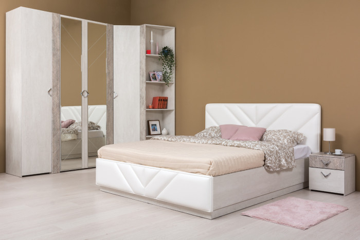 Амели Тумба прикроватная 13.78, цвет шёлковый камень/бетон чикаго беж, ШхГхВ 41х35х43,3 см.