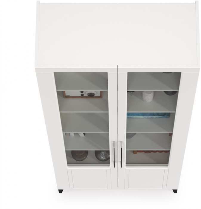 Валенсия Гостиная 13.217 Шкаф, цвет ЛДСП белый шагрень/МДФ белый шагрень, ШхГхВ 84,1х38,1х225,2 см.