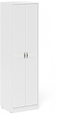 Прихожая П-6 Шкаф, цвет белая шагрень/фасады МДФ белое дерево фрезеровка ромб, ШхГхВ 60х50х210 см.
