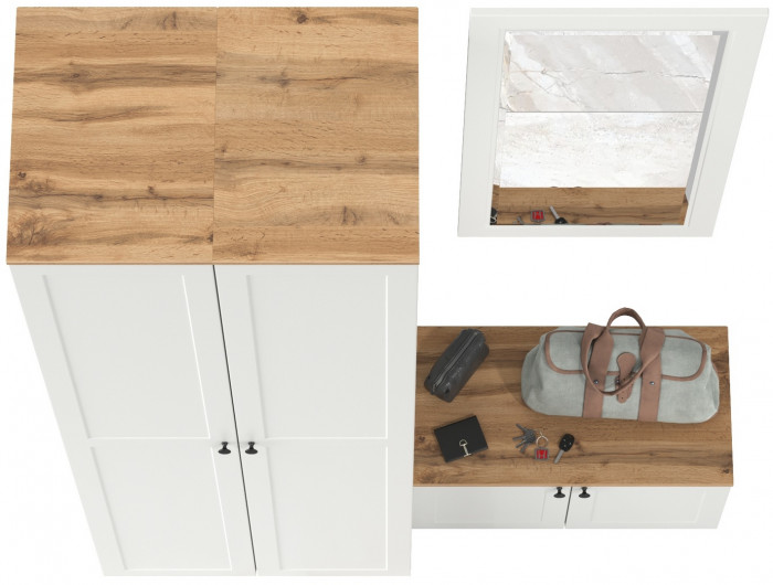 Остин Прихожая 36, белый шагрень/дуб крафт золотой