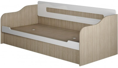 Кровать-диван Палермо-3_Ю с подъемным механизмом 90х200 (Ясень шимо светлый / Белый глянец)