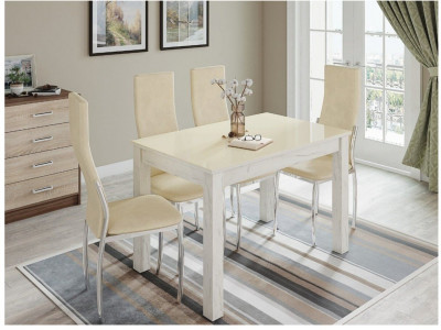 Стол обеденный Бруно 1100х700 дуб крафт белый/лакобель ваниль