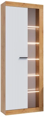 Прага Шкаф-Витрина ЛДСП Дуб вотан/Белый глянец