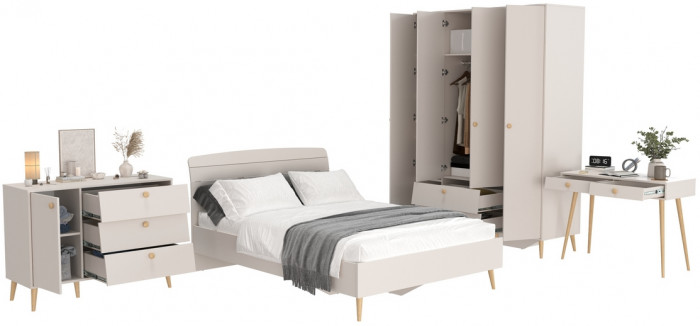 Афина Спальня 13-1400, цвет кашемир серый, сп.м. 1400х2000 мм., б/м, основание есть - фанера