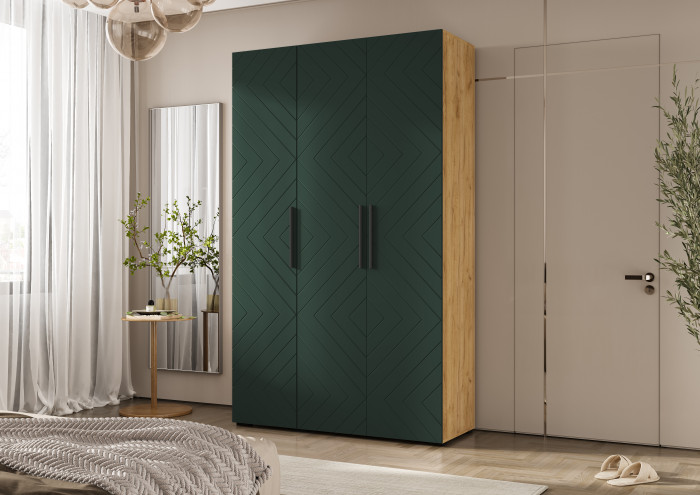 Флэш Шкаф 3-х ств. 1350 браш мени грин/дуб крафт