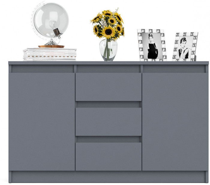 Мори Комод МК1200.3, цвет графит, ШхГхВ 120,4х41х73 см.