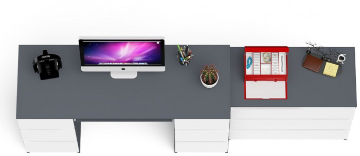 Мори Стол компьютерный МС-2 + Комод МК800.1, цвет графит/белый, ШхГхВ 215,8х50х76,6 см., универсальная сборка