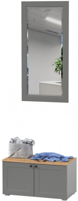 Остин 13.257 Тумба + 17.03 Зеркало, цвет серый графит/дуб крафт золотой, ШхГхВ 80х41,9х210 см.