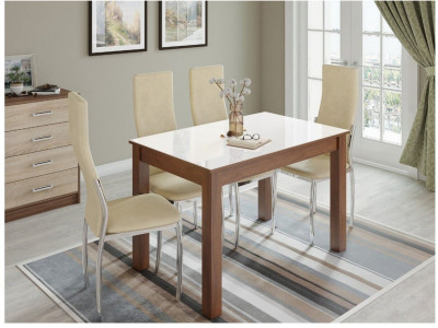 Стол обеденный Бруно 1100х700 орех шоколадный/лакобель белый