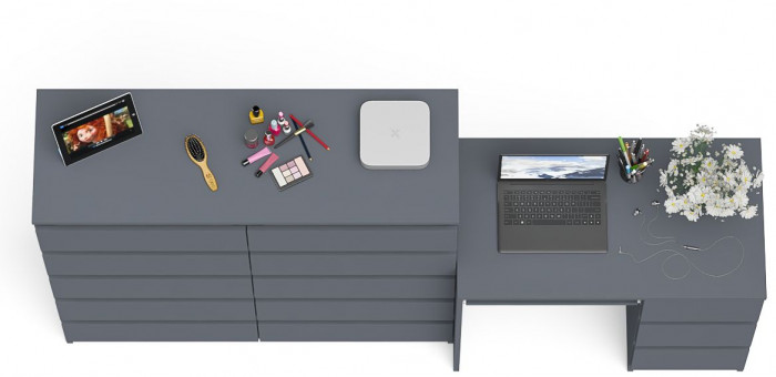 Мори компьютерный стол МС-6 правый + Комод МК1200.10, графит