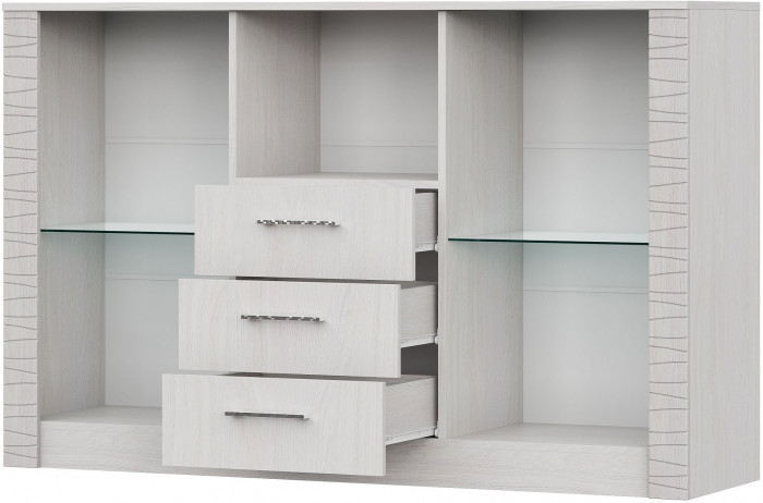 Гамма 20 Комод - витрина Серия №4 Ясень анкор  светлый / Сандал светлый