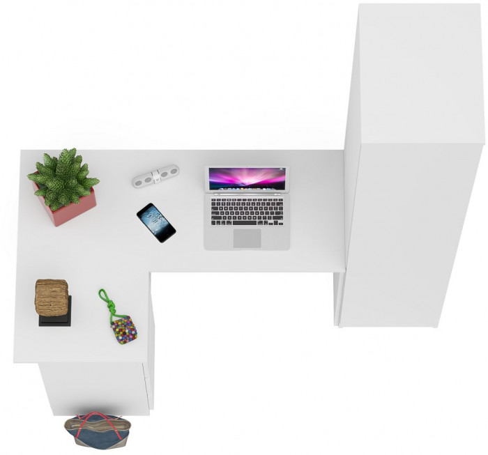 Мори Стол компьютерный МС-16 левый + Пенал МШ400.1, цвет белый, ШхГхВ 164,8х84,9х209,6 см., выдвижные ящики слева, НЕ универсальная сборка