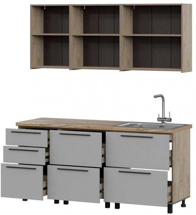 Кухня Этна 1.8 м. Комплект 3, софт грей гиза