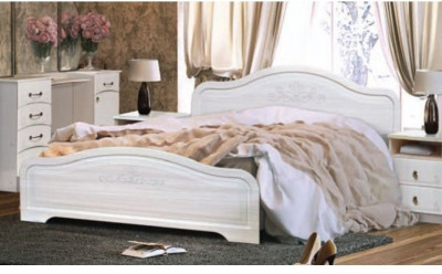 Кэт-6 бодега/сандал Кровать 160 под ортопедическое основание (Бодега белая / Сандал)