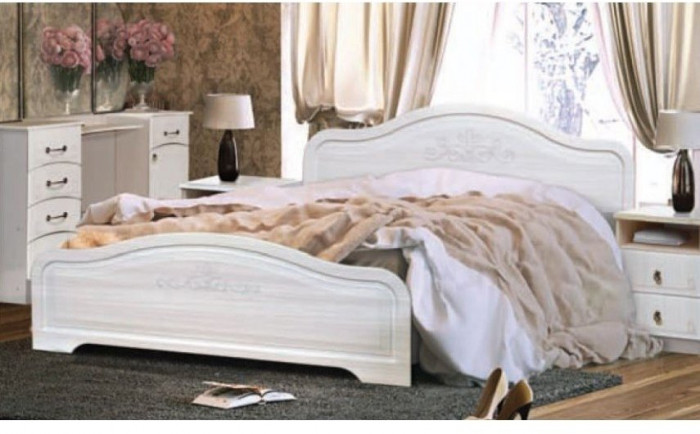 Кэт-6 бодега/сандал Кровать 160 под ортопедическое основание (Бодега белая / Сандал)