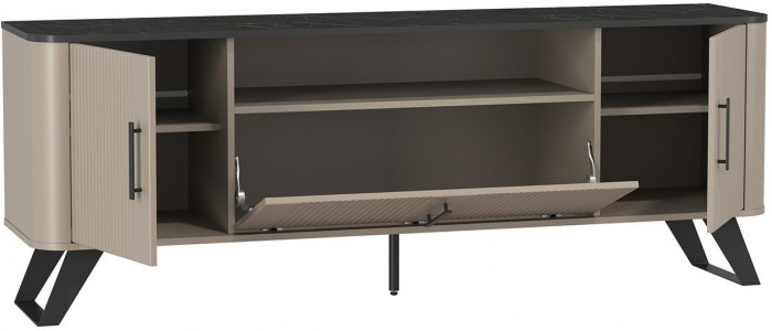 Гостиная Фиделия 1 серый камень / мрамор черный