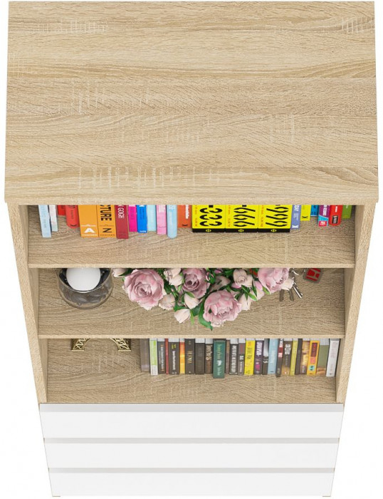 Мори Стеллаж МСТ600.3, дуб сонома/белый