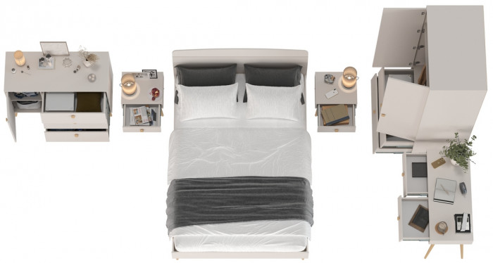 Афина Спальня 01-1400, цвет кашемир серый, сп.м. 1400х2000 мм., б/м, основание есть - фанера