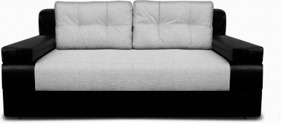 Диван-кровать Амстердам Мини, 150х195, еврокнижка, рогожка/экокожа, серо-черный