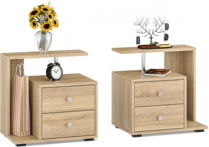 Камелия Тумба прикроватная - комплект из 2 шт.(левая + правая), дуб сонома