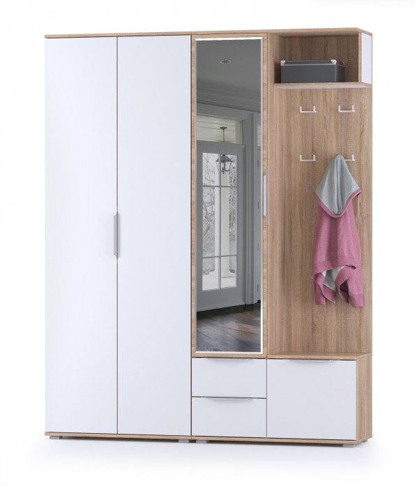 Куба Прихожая 13, дуб сонома/белый премиум