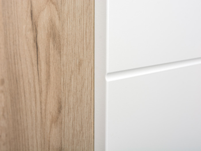 Лайн Прихожая № 05, цвет дуб крафт серый/фасады МДФ белый глянец, ШхГхВ 179,8х35,1х210 см., НЕ универсальная сборка