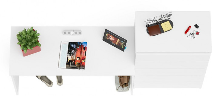 Мори Стол письменный МСП1200.1 + Комод МК700.5, цвет белый, ШхГхВ 190,8х50х114 см., универсальная сборка