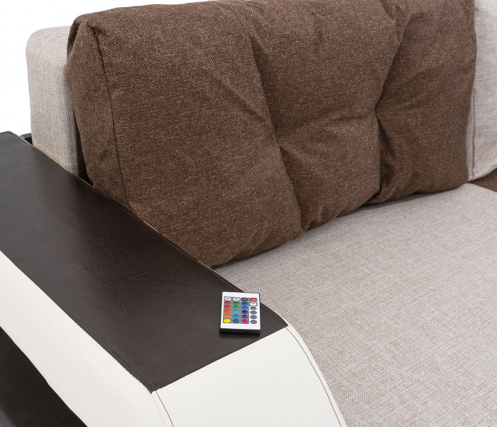 Диван-кровать Манчестер, еврокнижка, рогожка/экокожа, 150х195, комби