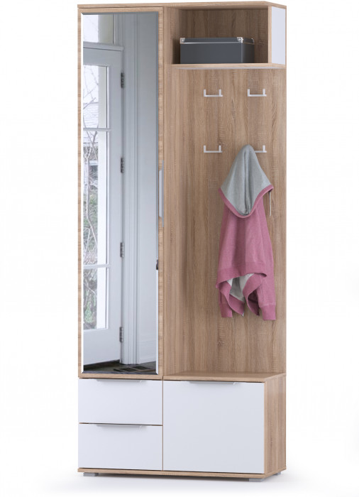 Куба Прихожая 14, дуб сонома/белый премиум