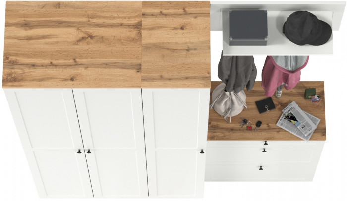 Остин Прихожая 41, белый шагрень/дуб крафт золотой