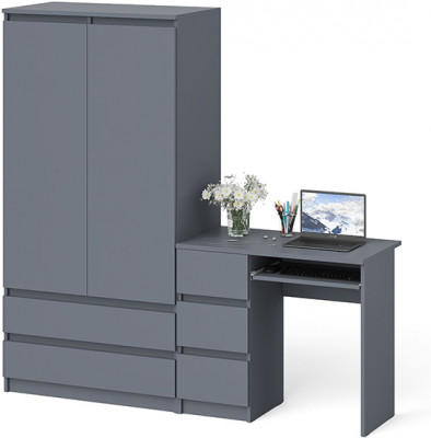 Мори Стол компьютерный МС-6 левый + Шкаф МШ900.1, цвет графит, ШхГхВ 180,4х50,4х179,6 см., выдвижные ящики слева, НЕ универсальная сборка