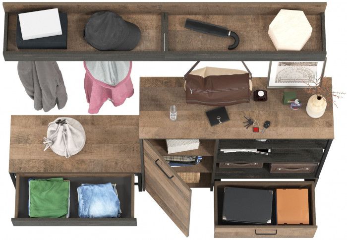 Трувор Прихожая 184, дуб гранж песочный/интра