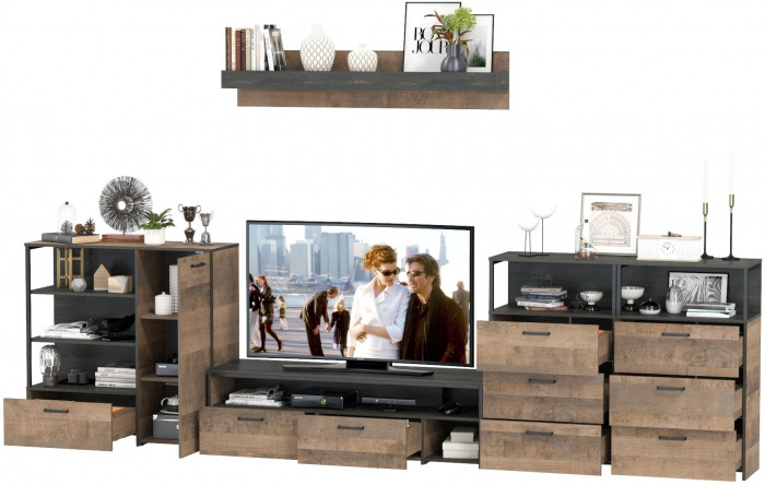 Трувор Гостиная 105, дуб гранж песочный/интра