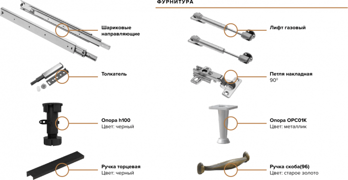 Кухня Престиж 3,0м Компановка №2 Белый/Браш Вайт/Прайм орех